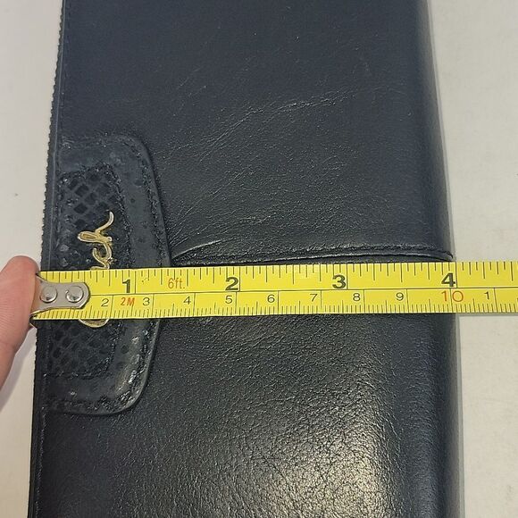 Coach Ashley Leather Wallet Accordion 3 Side Zip Black Wristlet - Picture 11 of 11